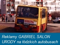 Reklamy GABRIEL SALON URODY na łódzkich autobusach