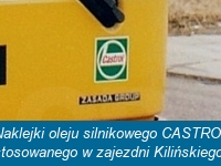 Naklejki oleju silnikowego CASTROL stosowanego w zajezdni Kilińskiego