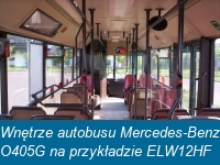Wnętrze autobusu Mercedes-Benz O405G na przykładzie ELW12HF