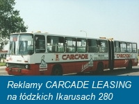 Reklamy CARCADE LEASING na łódzkich Ikarusach