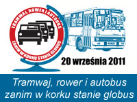 20.09.2011 - Tramwaj, rower i autobus zanim w korku stanie globus