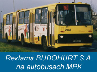 Reklama BUDOHURT S.A. na autobusach MPK