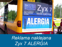 Reklamy ZYX7 ALERGIA na łódzkich autobusach