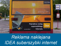 Reklama naklejana - IDEA największy zasięg superszybkiego internetu