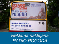 Reklamy RADIO POGODA na łódzkich autobusach