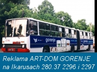 Reklama ART-DOM GORENJE na Ikarusach 280.37 2296 i 2297