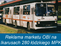 Reklama OBI na Ikarusa 280.26 MPK Łódź